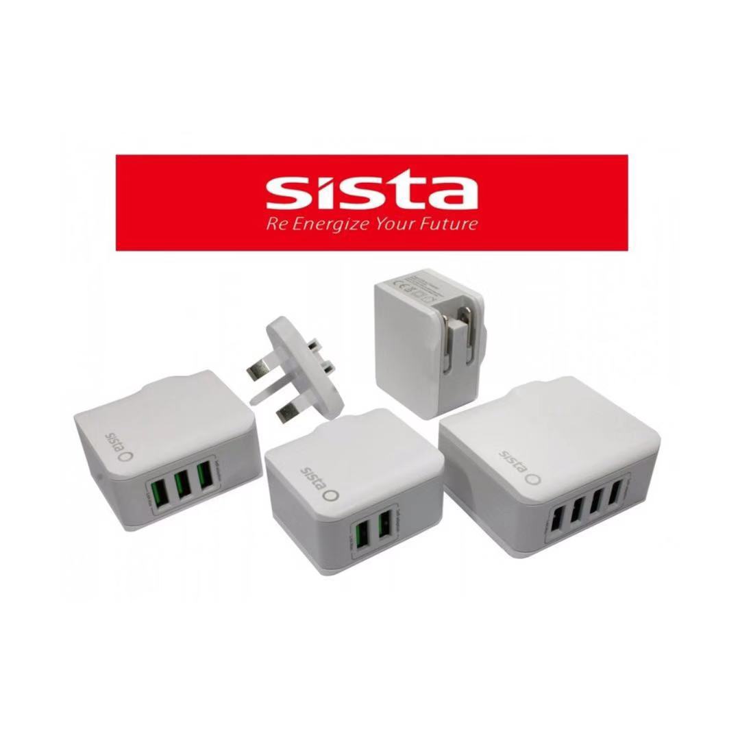 SISTA 3-PORT (3.4A) 2IN1 TRAVEL CHARGER WITH DETACHABLE UK PLUG (READY STOCK)